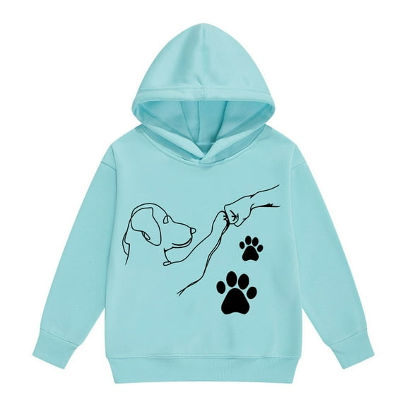 Byoo Toddler Girls Hooded Sweatshirt Cartoon Bump Fist Print Long Sleeve Shirt Kids Casual Comfortable Sweatshirts