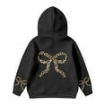 thumbnail image 1 of Byoo Toddler Girls Hoodie Leopard Bow Graphic Long Sleeve Hooded Loose Sweatshirt Active Comfort Pullover Top, 1 of 4