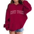 thumbnail image 1 of Byoo Toddler Girls Hoodie New York Print Long Sleeve Pullover Hooded Sweatshirt with Pocket, 1 of 4