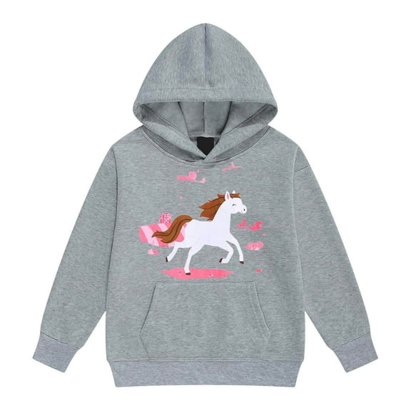 Byoo Toddler Girls Horse Print Hoodie Cute Cartoon Casual Hooded Sweatshirt Pullover Top