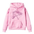 thumbnail image 1 of Byoo Toddler Girls Horse Print Long Sleeve Hoodie Casual Pullover Hooded Sweatshirt Top, 1 of 3