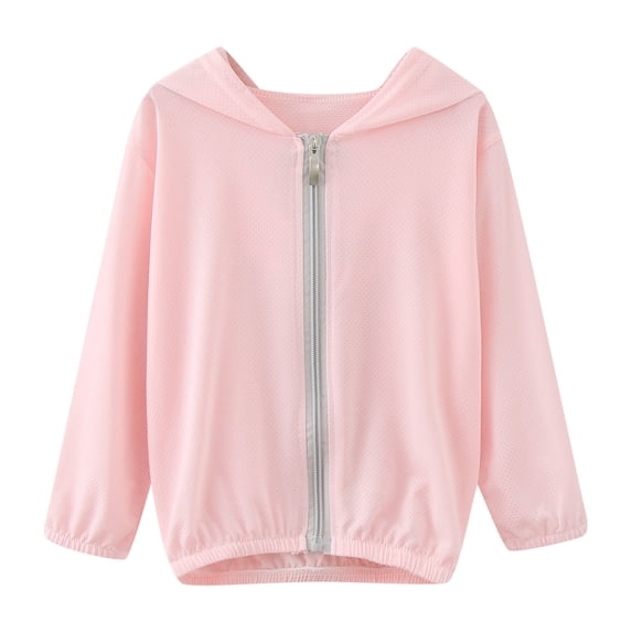 Byoo Toddler Girls Jacket Lightweight Solid Color Full Zip Hooded Breathable Coat Windbreakers Active Clothes
