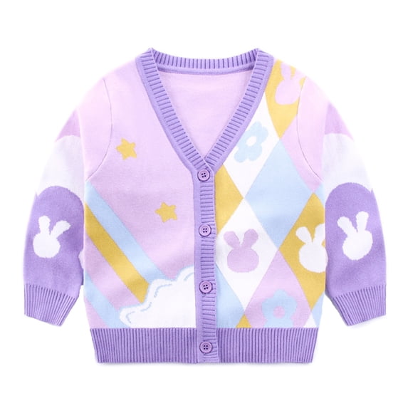 Byoo Toddler Girls Knitted Cardigan Sweater Kids Cute Bunny Cozy Warm Button Sweater Coat