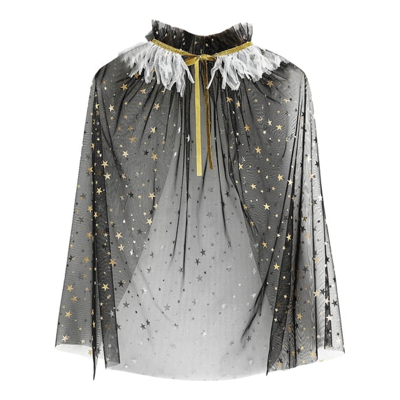 Byoo Toddler Girls Lace Up Cape Party Robe Long Sleeve Ruffle Neck Party Holiday Tulle Princess Cloak