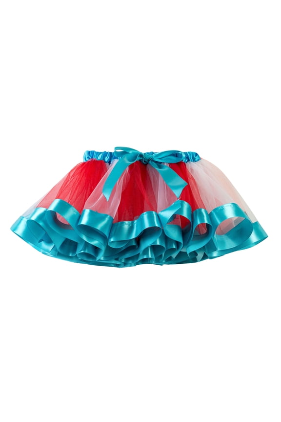 Toddler Girls' Layered Tulle Tutu Skirt Fluffy Ribbon Trim Ballet Skirt For Party And Play,Blue