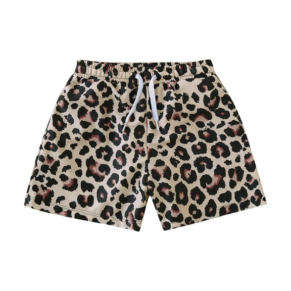 Byoo Toddler Girls Leopard Print Beach Shorts Elastic Waist Drawstring Bottoms Trunks Relaxed Board Shorts