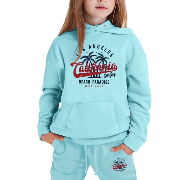 Byoo Toddler Girls' Letter Graphic Hoodie Set Lined Pullover Sweatshirt Sweatpants Tracksuit Set Warm Active Sweatsuit Set