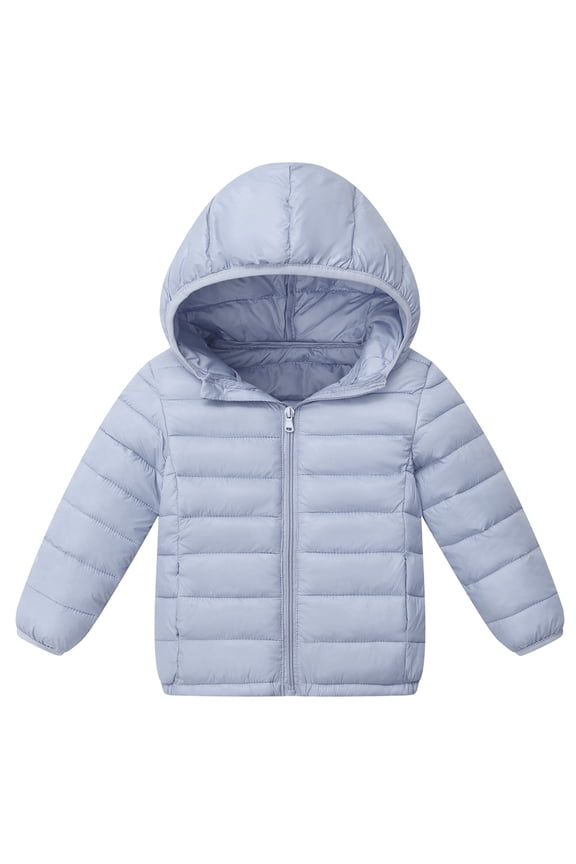 Toddler Girls Lightweight Down Jacket Solid Warm Padded Puffer Zip Up Full Sleeve Jacket with Pocket Comfortable Snow Coat