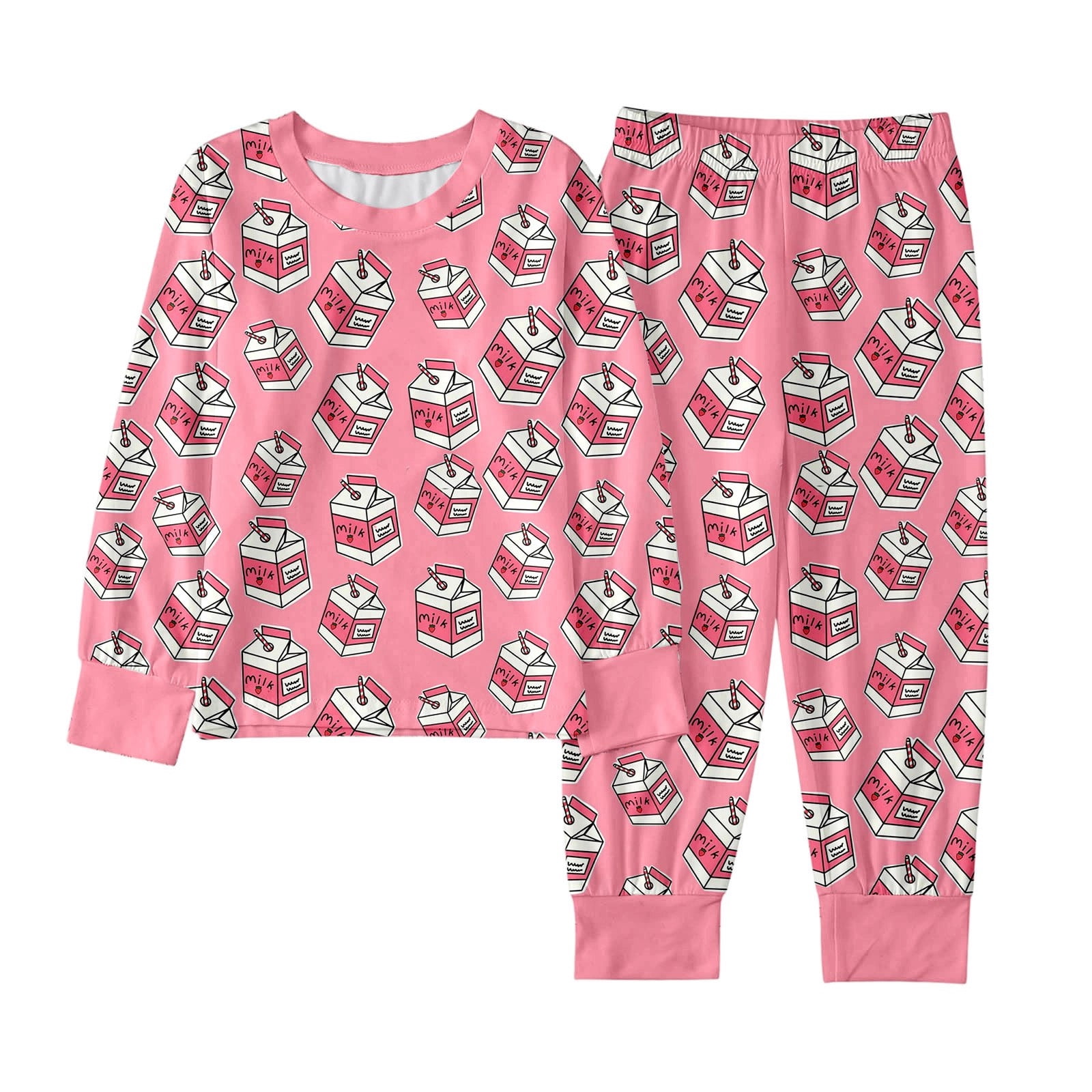 Byoo Toddler Girls Milk Box Graphic Sleepwear Set Cute Full Sleeved ...