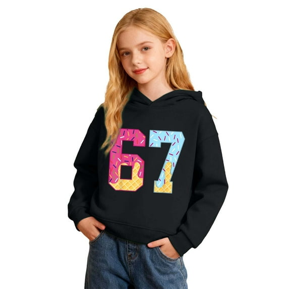 Byoo Toddler Girls Number Graphic Hoodie Soft Long-Sleeved Hooded Sweatshirt Casual Comfortable Kids Pullover Top