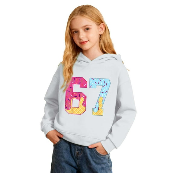 Byoo Toddler Girls Number Graphic Hoodie Soft Long-Sleeved Hooded Sweatshirt Casual Comfortable Kids Pullover Top