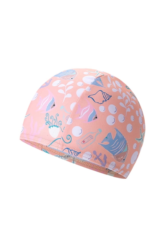 Toddler Girls Ocean Printed Swim Cap Breathable Stitched Beach Outdoor Swim Caps