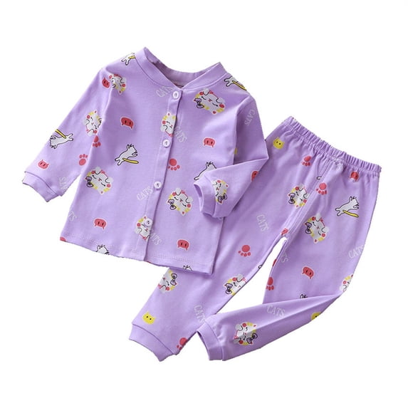 Byoo Toddler Girls Outfit Long Sleeve Button Down Shirt Pants 2PCS Pj's Holiday Casual Night Sleepwear for Children