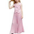 thumbnail image 1 of Byoo Toddler Girls Outfit Set Stylish Sleeveless Button Down Coat Wide Leg Pleated Pants Set Kids Soft Cloth Set, 1 of 3