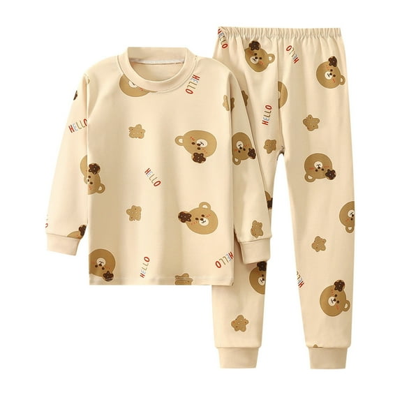 Byoo Toddler Girls Outfit set Cute Cat Print Long Sleeve Top Pants 2 Piece Sleepwear Loose Soft Homewear for Kid