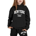 thumbnail image 1 of Byoo Toddler Girls' Outfits New York Print Long Sleeve Hoodie Sweatpants Casual Sweatsuits, 1 of 4