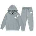 thumbnail image 1 of Byoo Toddler Girls Outfits Set Solid Color Hoodie Sweatshirt Joggers Comfy Sweatsuit Sets Winter Tracksuit Sets, 1 of 4