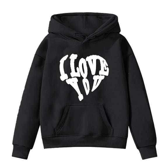 Byoo Toddler Girl's Hoodie Valentine Day Soft Letter Graphic Hooded Soft Pocket Pullovers Sweatshirt Cute Kids Top for Child