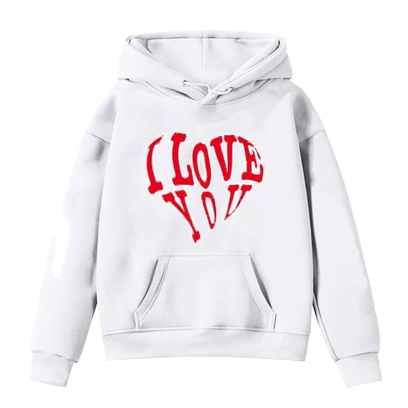 Byoo Toddler Girl's Hoodie Valentine Day Soft Letter Graphic Hooded Soft Pocket Pullovers Sweatshirt Cute Kids Top for Child