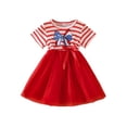 thumbnail image 1 of Byoo Toddler Girls' Patriotic Stars Stripes Tutu Dress 4th of July Bow Accent Tulle Fit-and-Flare Dresses Independence Day Clothes ，5-6 T, 1 of 9