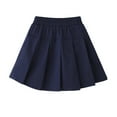 thumbnail image 1 of Byoo Toddler Girls Pleated Skirt Solid Color Elastic Waist A Line Mini Skirt School Casual Skirts for Children Dark Blue, 1 of 3