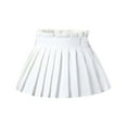 thumbnail image 1 of Byoo Toddler Girls' Pleated Skirt White Solid Lightweight Fabric Relaxed-Fit High-Waist Tennis Slim Mini Skirt Casual Clothes Outwear, 1 of 8