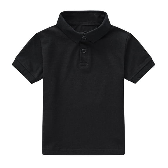 Byoo Toddler Girls Polo Shirt Short Sleeve Solid Classic Button Versatile Unisex T Shirt,Black