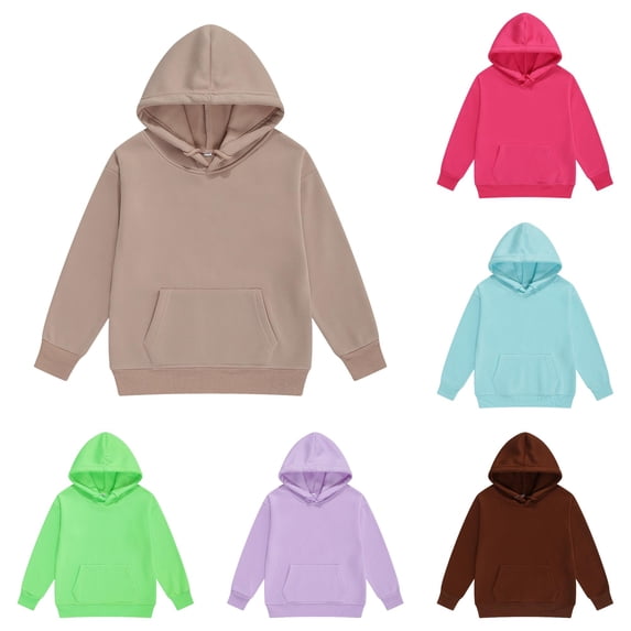 Byoo Toddler Girls' Pullover Hoodie Sweatshirts Soft Solid Color Long Sleeve Pocket Hooded Sweatshirt Fall Winter Pullover Top,Khaki