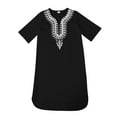 thumbnail image 1 of Byoo Toddler Girls Short Sleeve Kaftan with Ornate Embroidery V-Neck Casual Long Tunic Dress,Navy, 1 of 5