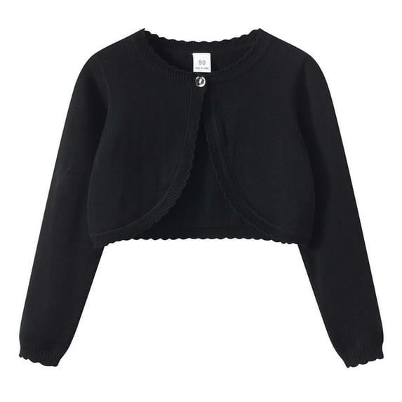Byoo Toddler Girls Solid Color Knit Cardigan Long Sleeve Button Shirt Outerwear Leisure Soft JacketBlack