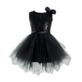 thumbnail image 1 of Byoo Toddler Girls’ Solid Color Party Dress Shimmery Sequin Carnival Sleeveless Tulle Dresses for Child Party Holiday Gown Black, 1 of 5