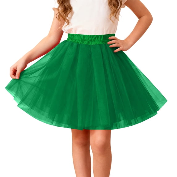 Byoo Toddler Girls' Solid Color Tulle Tutu Skirt Elastic High Waist Flared Party Skirt Wedding Pageant Skirts