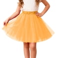 thumbnail image 1 of Byoo Toddler Girls' Solid Color Tulle Tutu Skirt Elastic High Waist Flared Party Skirt Wedding Pageant Skirts,Light Yellow, 1 of 4