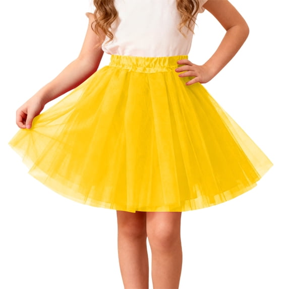 Byoo Toddler Girls' Solid Color Tulle Tutu Skirt Elastic High Waist Flared Party Skirt Wedding Pageant Skirts
