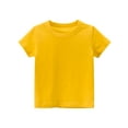 thumbnail image 1 of Byoo Toddler Girls Solid Crew Neck T Shirt Soft Casual Short Sleeve Basic Tee for Daily Play,Yellow, 1 of 2