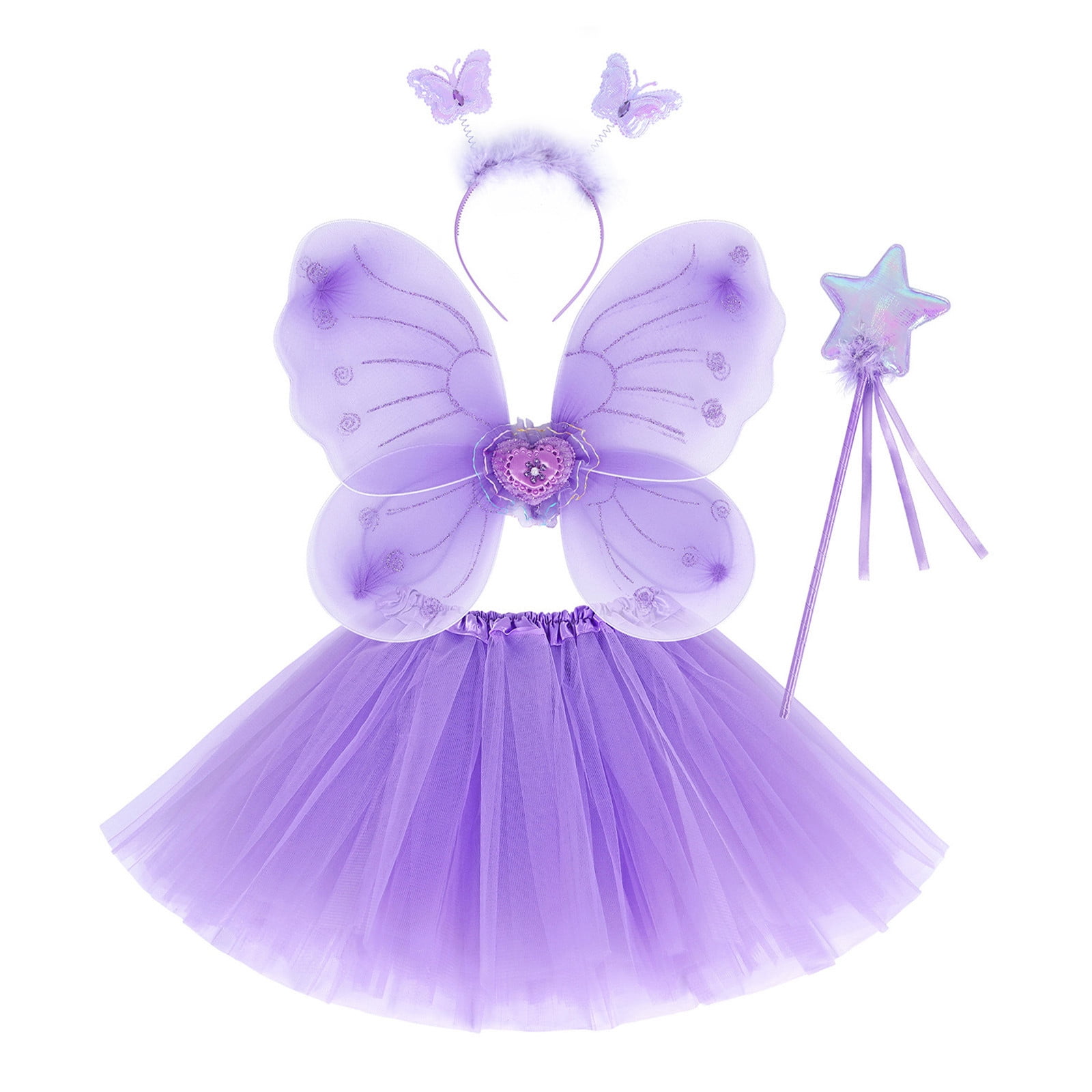 Byoo Toddler Girls' Solid Fairy Outfit Set with Butterfly Wings Tutu ...
