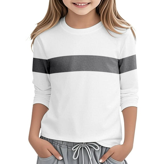 Byoo Toddler Girls Sweatshirt Color Block Long Sleeve Round Neck Shirt Comfortable Casual Clothing for Kids