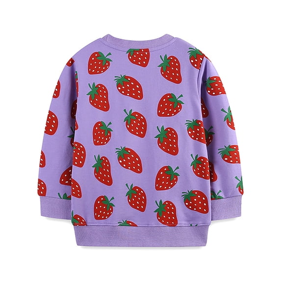 Byoo Toddler Girls Sweatshirt Strawberry Printed Crew Neck Pullover Top Casual Sweatshirt
