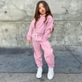 thumbnail image 1 of Byoo Toddler Girls Sweatsuit Sets Solid Color Pullover Hoodie Shirt Sweatpants Outfit Sets Soft Active Kids Clothes Set, 1 of 10