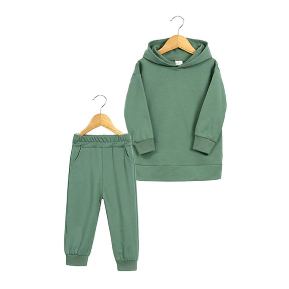 Byoo Toddler Girls Sweatsuit Sets Solid Color Pullover Hoodie Shirt Sweatpants Outfit Sets Soft Active Kids Clothes Set