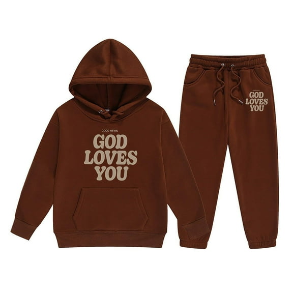 Byoo Toddler Girls Tracksuit Sets Letter Graphic Hooded Pullover Sweatshirt Jogger Pants Sweatsuit Sets Active Clothes Set