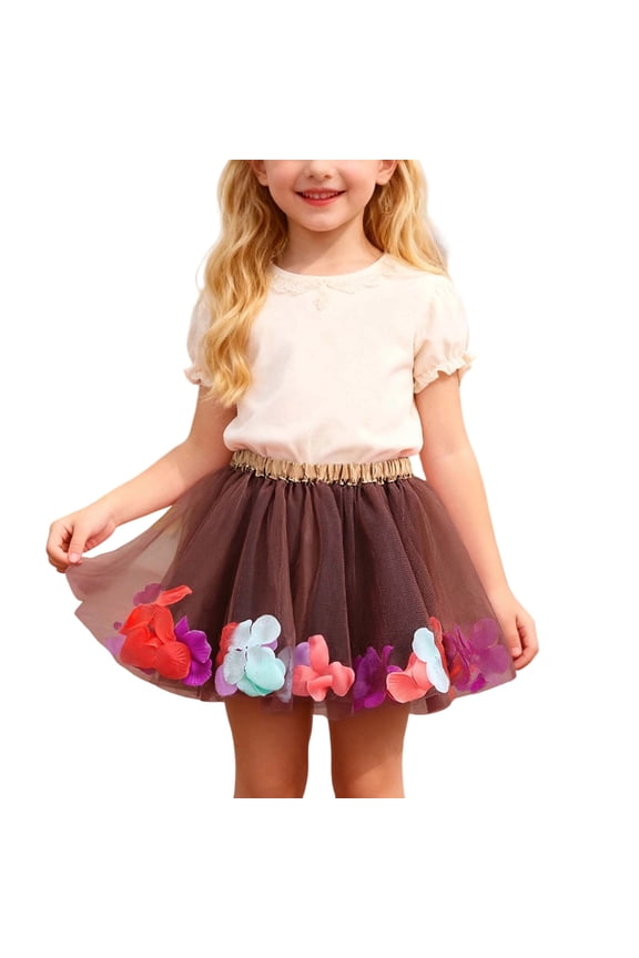 Toddler Girls Tulle Tutu Skirt Flowy 3D Butterfly Decor Tulle Solid Cake Skirts for Kids Party Outdoor Daily Clothes