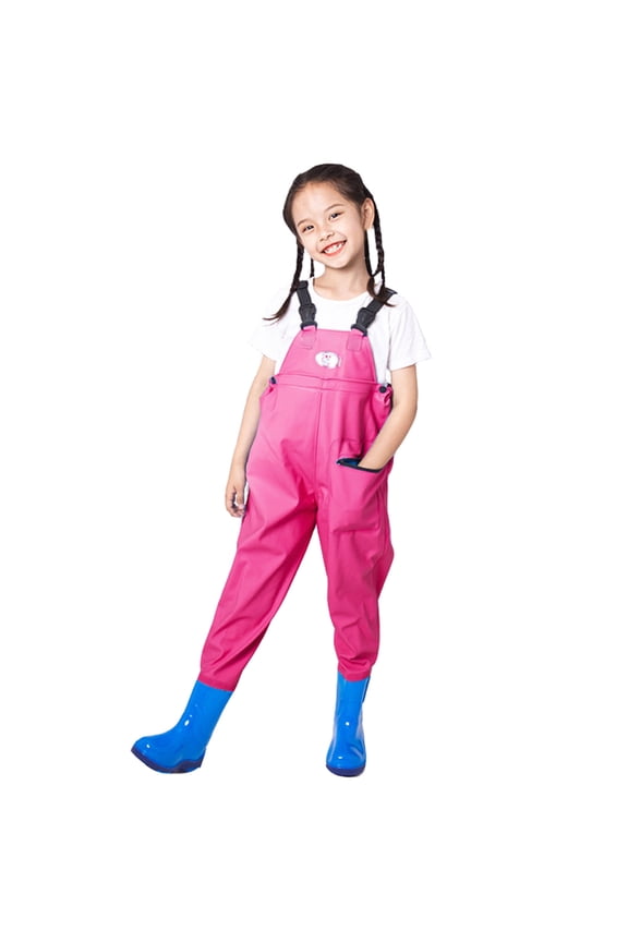 Toddler Girls Waterproof Suspender Rain Pants Gradient Color Adjustable Strap Overalls Outdoor