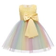 thumbnail image 1 of Byoo Toddler Girls Wedding Gown Floral Tulle Sleeveless Bow Knot Birthday Solid Dress Kids Mardi Gras Comfortable Dresses, 1 of 3