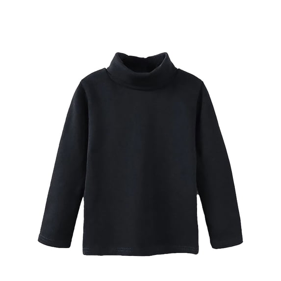 Byoo Turtleneck Base Tee Shirt Solid Color Long Sleeved T Shirts Children's Warm Pullover Tops for ChildBlack