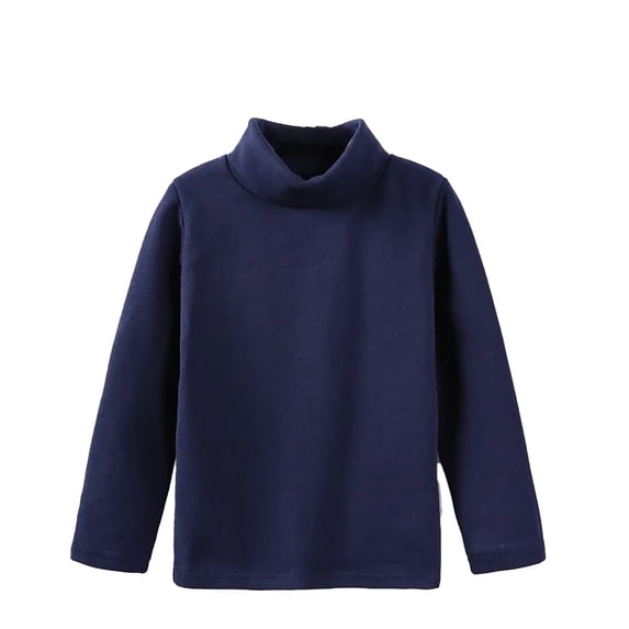 Byoo Turtleneck Base Tee Shirt Solid Color Long Sleeved T Shirts Children's Warm Pullover Tops for ChildNavy