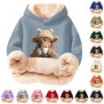 thumbnail image 1 of Byoo Tween Boy Lined Hooded Sweatshirt Classic Cute Cow Printing Full Sleeve Unisex Hoodie Kids Winter Pullover Top,Light Blue, 1 of 5