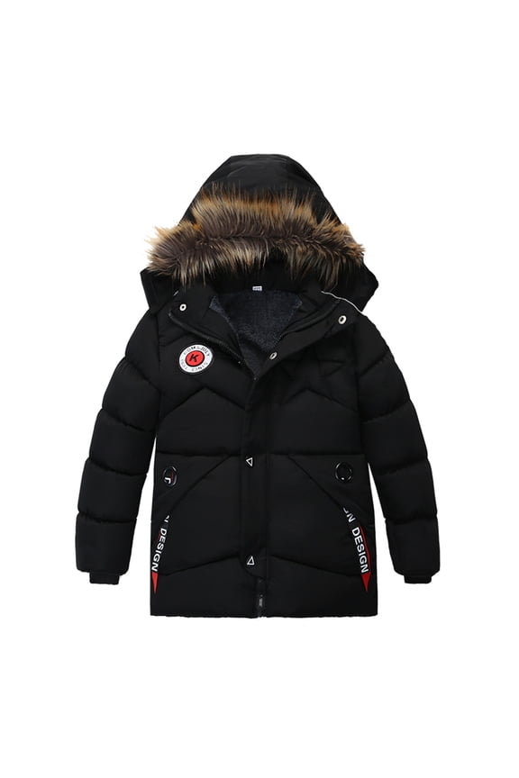 Tween Boy Parka Coat Zipper Solid Hooded Padded Down Jacket Aactive Warm Windbreakers Puffer Jacket for Children