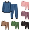 thumbnail image 1 of Byoo Tween Boy Ribbed Thermal Underwear Set Long Sleeve Crew Neck Base Layer Tee Pants Soft Loungewear, 1 of 8