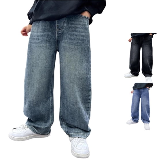 Byoo Tween Boy's Multi Pocket Cargo Pants Solid Straight Leg Trousers Outdoor Travel Bottoms,Blue